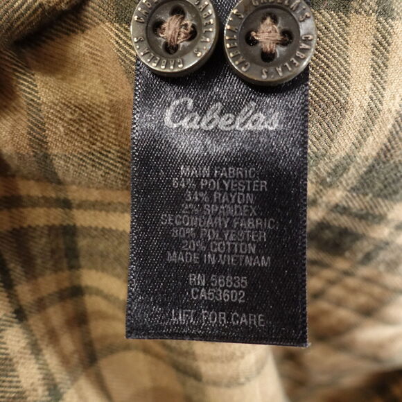 CABELA'S POLYESTER BLEND LONG SLEEVE FLANNEL BUTTON DOWN SHIRT MENS SIZE M - Picture 7 of 7